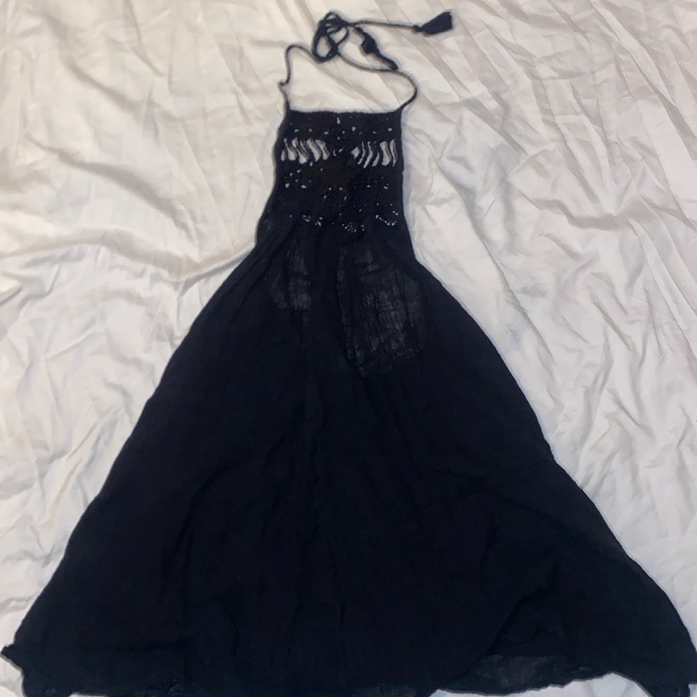 Backless black swim coverup